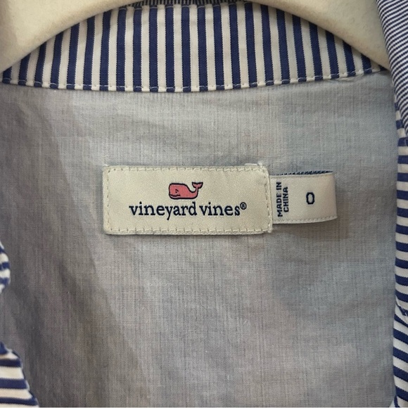 Vineyard Vines Tie Front Mix Stripe Cotton Dress Sz 0 Buttondown Mini Dress - Picture 8 of 12